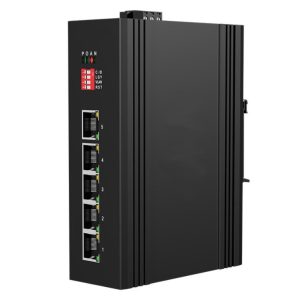 Switch Ethernet Industrial No Administrable 5 puertos PoE 10/100/1000 Mbps Base-T IP40 a Riel DIN