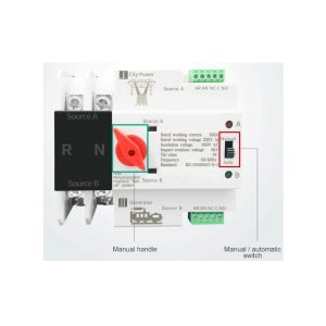 Switch de Transferencia Automática Para redes de	2P 220 Vac 100 A a Riel Din